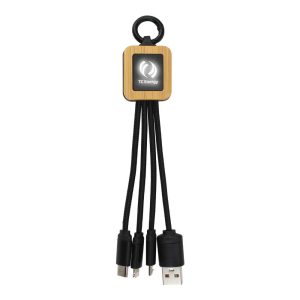 Bamboo Light Up Logo Multi-Charging Cables - Image 5