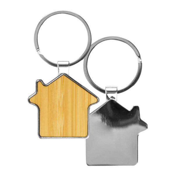Bamboo-Metal-Keychain-House-Shape-KH-11-BM-Blank