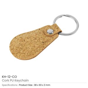 Cork PU Keychains with 32mm Key Ring - Image 3