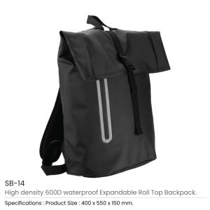 Expandable Roll-Top Backpacks, 600D Polyester Material - Image 3