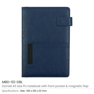 Dorniel A5 PU Notebooks with Front Pocket & Magnetic Flap - Image 7