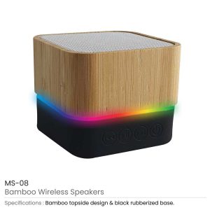 Cube Bamboo Bluetooth Speakers - Image 3