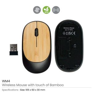 Bamboo Wireless Mouse in Black Color - Image 3