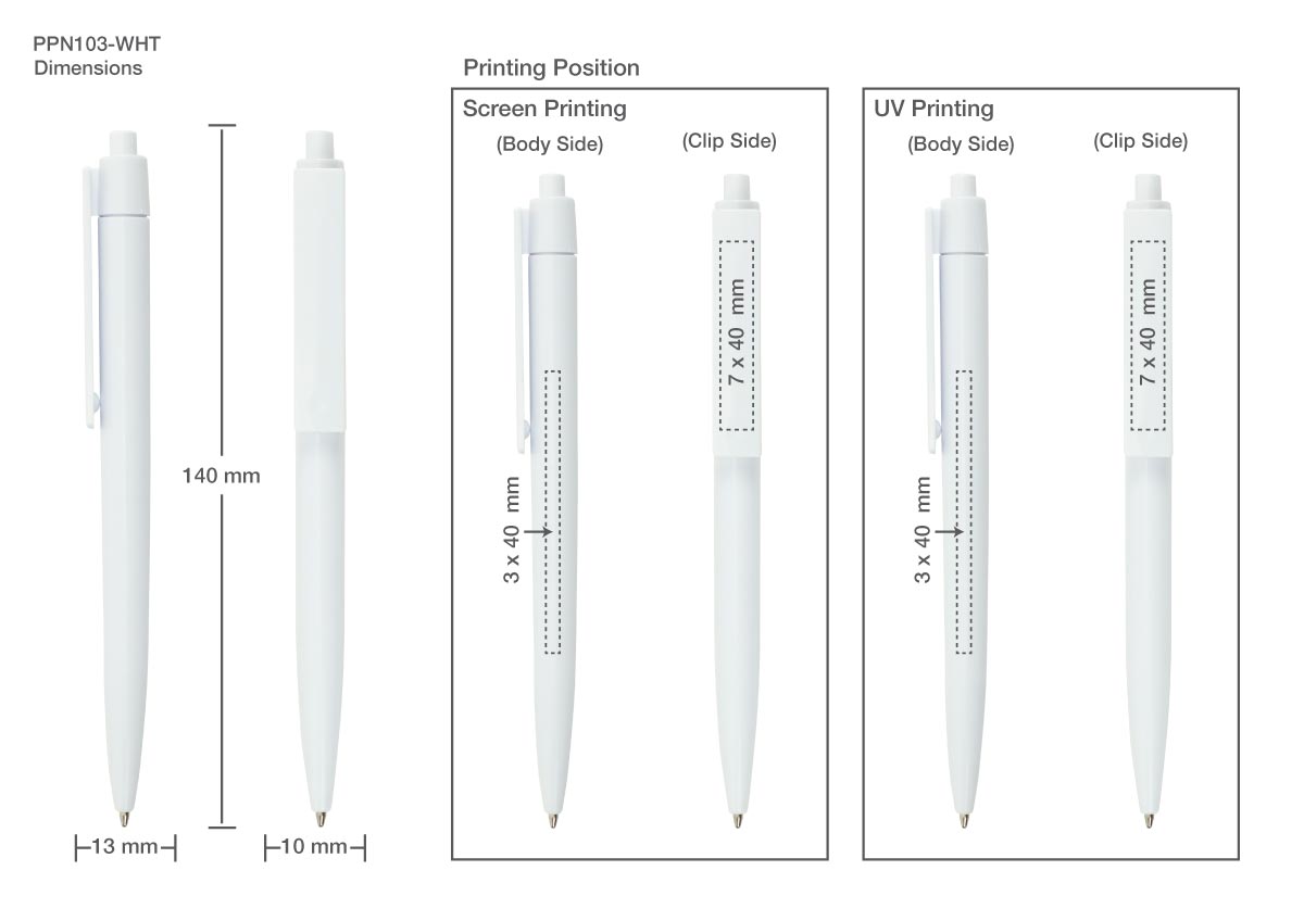 Plastic Pens White Color Printing Details Plastic Pens White Color Printing Details