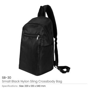Sling Crossbody Bags In Black Nylon Material - Image 3