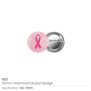 Breast Cancer Awareness Logo Button Badges in Aluminum - Image 3