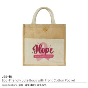 Eco-Friendly Jute Bags with Breast Cancer Awareness Logo - Image 3