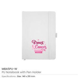 PU Notebook with Breast Cancer Awareness Logo - Image 4