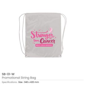 String Bags with Breast Cancer Awareness Logo - Image 4