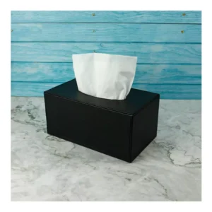 Tissue Box in PU Leather Material Black Color - Image 6