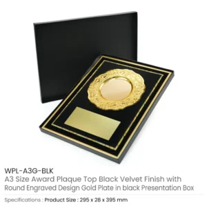 Aluminum Award Plaque A3 Size with Stand & Gold Plate in Presentation Box - Image 3