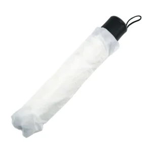 Bi-Fold Umbrella in White with Velcro Closure and Pouch - Image 7