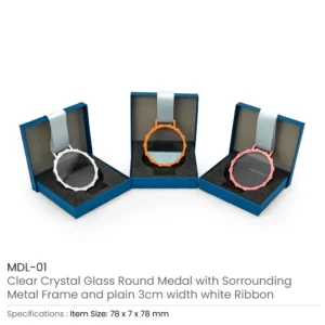 Glass Medals with Metal Frame and 3cm White Ribbon - Image 3