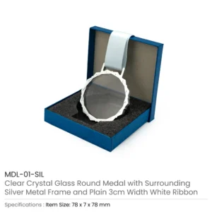 Glass Medals with Metal Frame and 3cm White Ribbon - Image 5