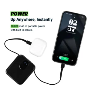 Fast Charging Digital Powerbank 38.5Wh with Built-in Type-C and Lightning Cable, 10000 mAh - Image 4