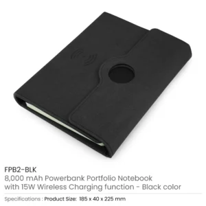 Powerbank Portfolio Notebook, 8000 mAh, with 15W Wireless Charging - Image 6