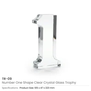 Crystal Glass Trophy in Number One Shape with Gold Lock Closure Box - Image 6