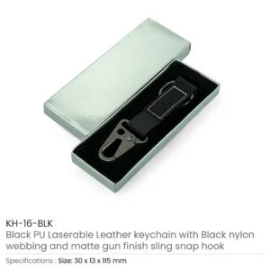 Laserable PU Leather Keychains with Sling Snap Hook - Image 9