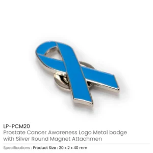 Prostate Cancer Awareness Logo Metal Badges with Magnet Attachment - Image 3