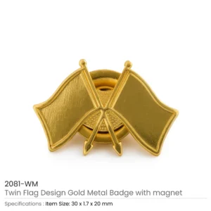 Twin Flag Metal Badges Golden Imprint Your Country Flag - Image 3