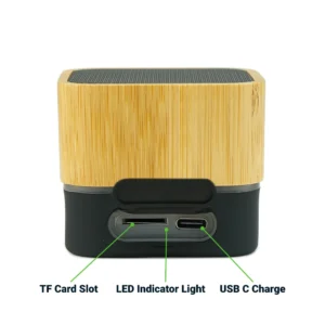 Cube Bamboo Bluetooth Speakers V5.0 - Image 3