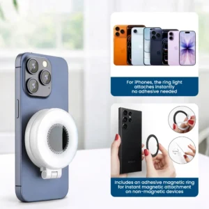 Pocket Selfie Ring Light with MagSafe, Bi-Color LED, 180° Flip Design - Image 3