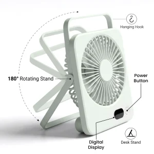 Rechargeable Table-Top Fan with Rotating Desk Stand, Compact & Portable, Type-C - Image 4